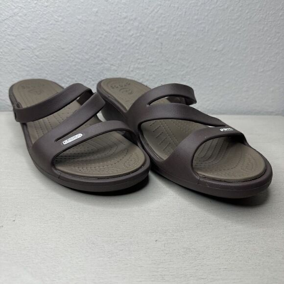 Crocs Patricia Wedge Slip On Strappy Sandals - Picture 1 of 9